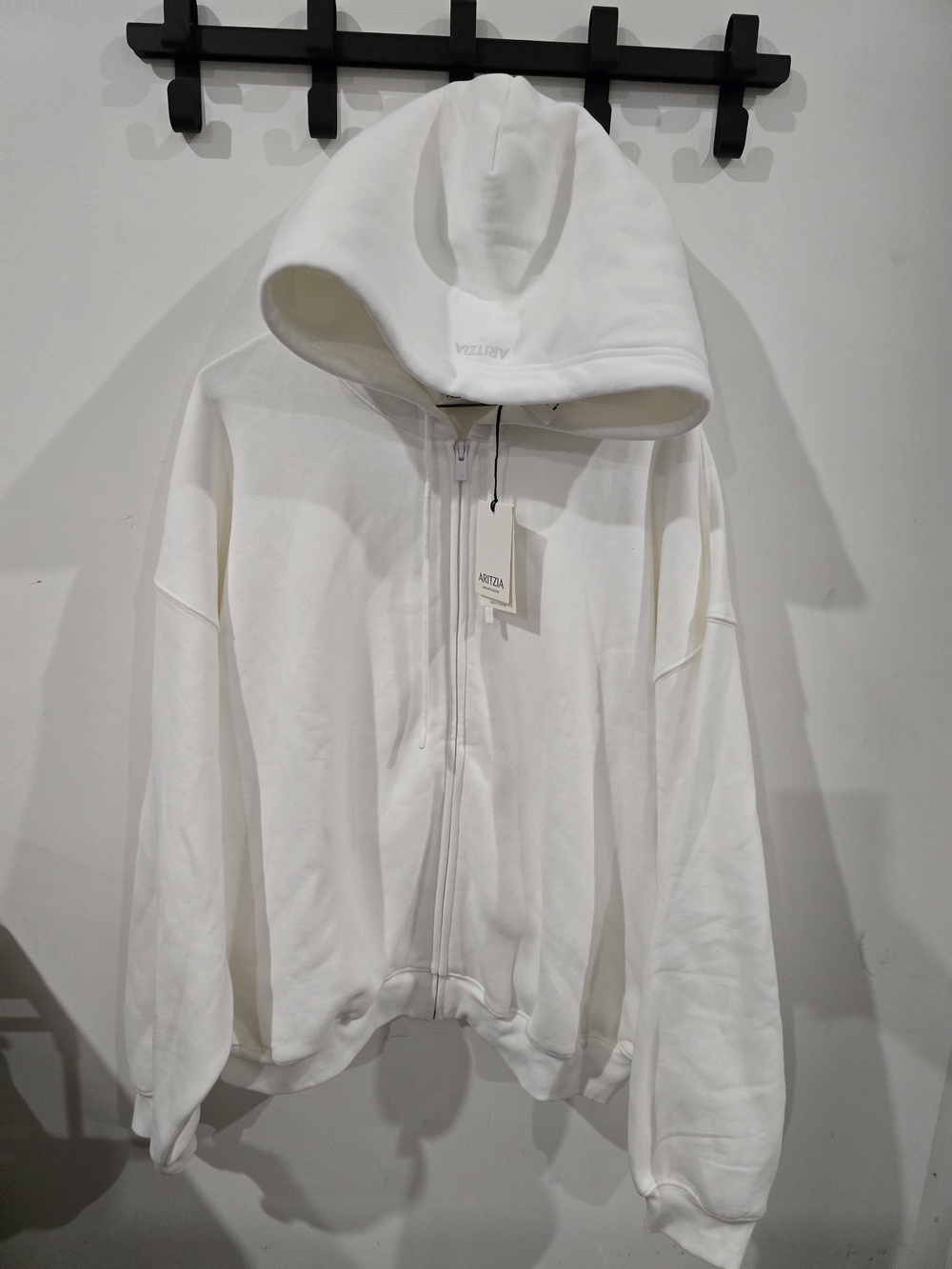 Aritzia White Full-Zip Mega Drop Zip